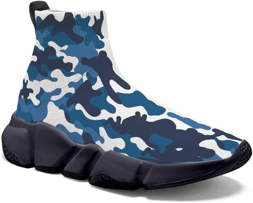 Hetios Men's Camouflage Shoes - Lightweight Breathable Walking Shoes Sock Shoes Workout Casual Running Shoes