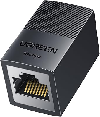 UGREEN Ethernet Extender 10Gbps,2 Pack Ethernet Coupler with PoE Support, 328ft Long Distance Extend, Compatible with Cat8 Cat7 Cat6 Cat5 Cable, Black