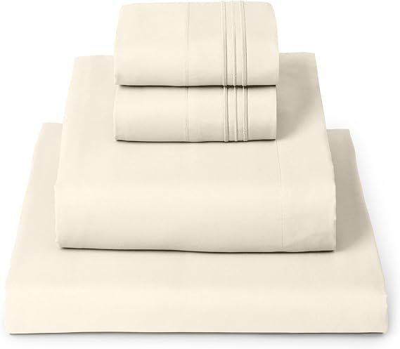 Mellanni Iconic 4-Piece, Ultra Soft Sheet Set (Queen, Golden Ivory)