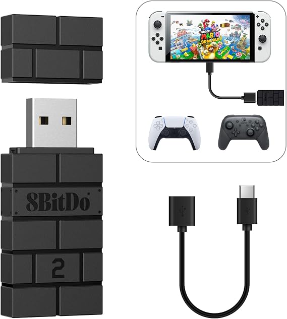 8Bitdo USB Wireless Adapter 2 for Switch, Windows, Mac & Raspberry Pi