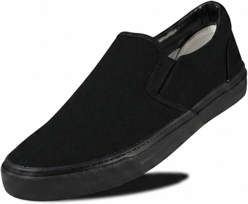 Men's Sneakers Classic Low Top Slip On Shoes Wide Canvas Skate Loafers Sneakers with Soft Insole Causal Dress Shoes for Men Comfortable Walking Shoes Slip on Sneakers for Men