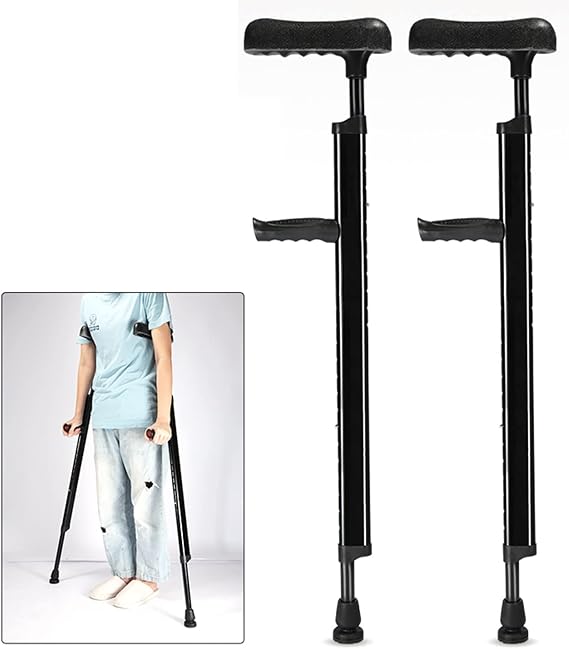 Underarm Crutches for Adults (x2 Units), Adjustable Crutches for Walking with Underarm Pads, Aluminum, 286lb Max
