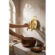 İSAOĞLU YAPI Gold Hamam Seti Retro Özel Tasarım Kurna Muslukları ve Hamam Tası Seti Pirinç Malzeme