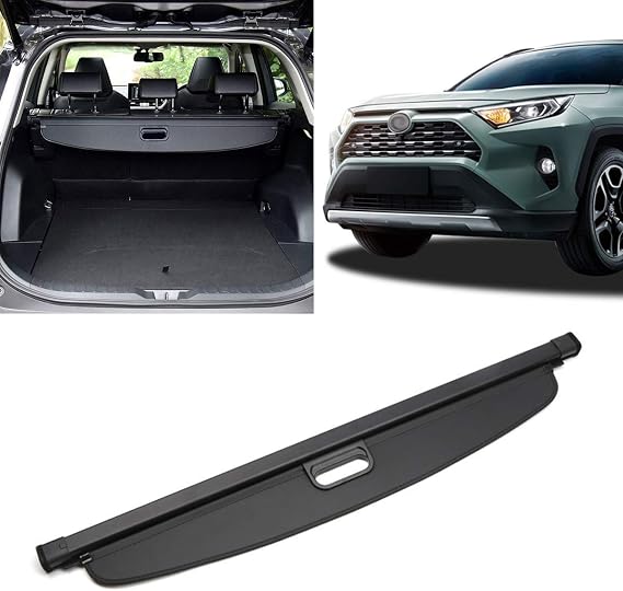 Cargo Cover Compatible with RAV4 2019 2020 2021 2022 Rear Trunk Cover Retractable Cargo Security Shield Black