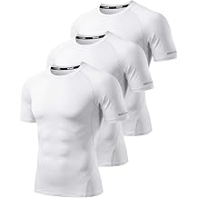 YESWEL 3 Pack Mens Compression Gym T-Shirts Quick Dry Fit, Breathable Moisture Wicking Athletic Short Sleeve Tops with Underarm Mesh Panels