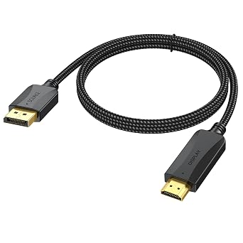 DisplayPort to HDMI Cable 4K 1.5 Feet, Short DP (Display Port) to HDMI Cable Adapter Male to Male Support Video and Audio with UHD 4K, 2K,1080P for Computer, Monitor, TV, Projector-One Way