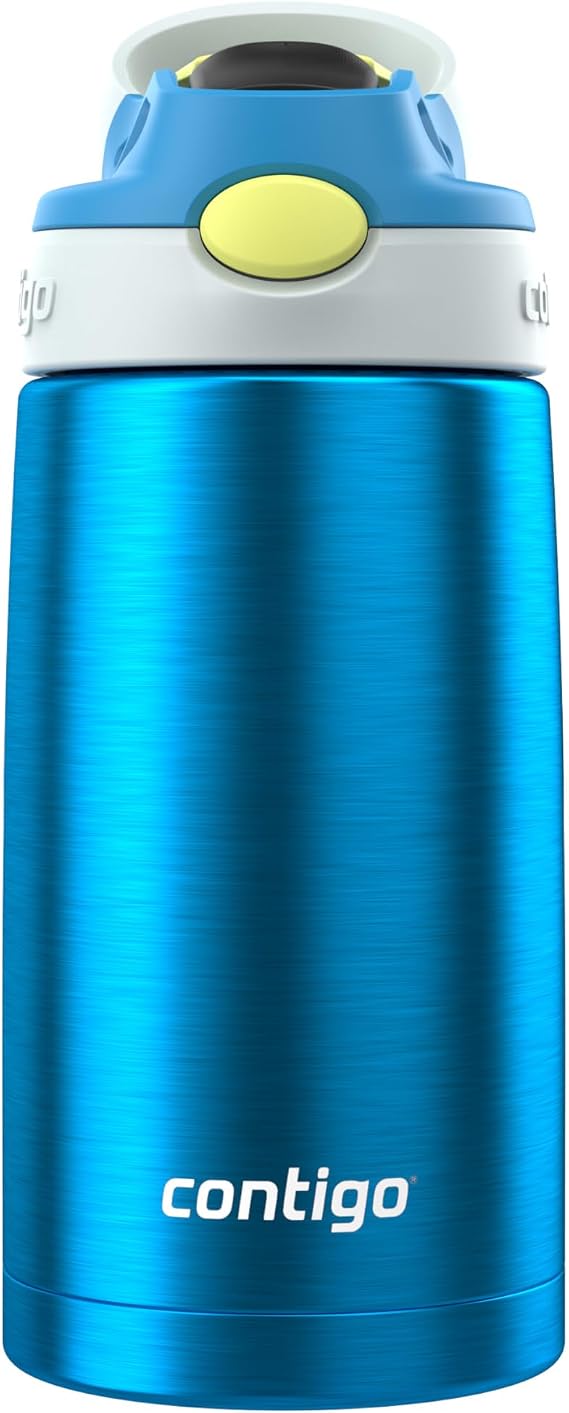 Contigo Autospout Water Bottle with Straw, Blue Poppy/Glacier, 13oz