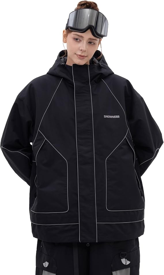 SNOWVERB Women Men Reflective Loose Fit Snow Coat Ski & Snowboard Jackets