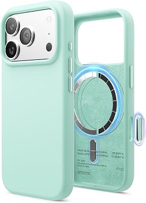 elago for iPhone 17 Pro Case, Premium Magnetic Silicone Case, Compatible with MagSafe, Liquid Silicone Material, Protective Cover, Shockproof, Slim Phone, 6.3 inch Aqua Sky