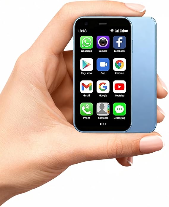 Mini Phone, 3.0 Inch Android Dual Camera Dual SIM, Mini Smartphone Unlocked, Face lD/WiFi/Bluetooth, Palm Phone for Kids, Student Pocket Cellphone,2GB +32GB (Far Sky Blue)