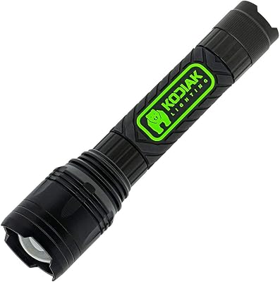 KODIAK Tactical Flashlight, 3500 Lumen Compact LED Flashlight with Rubber Coated Grip, High Power Work Light for Camping, Hiking, Outdoors – 2 Light Modes, Durable & Gift-Ready