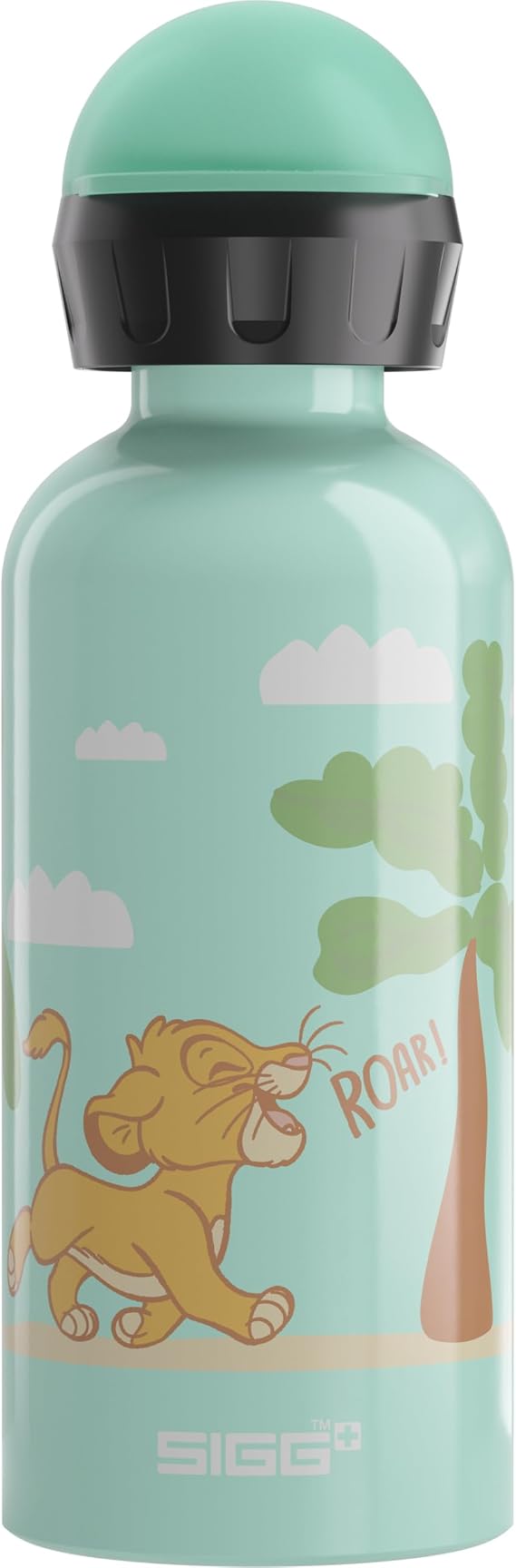 SIGG - KBT Disney Simba Roar alüminyum içecek şişesi, aslan kralı, sızdırmaz ve kırılmaz, tüy kadar hafif, BPA içermez, iklime zarar vermez, sertifikalı, spor ve okul, beyaz yeşil, 0,4 l
