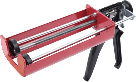 12" Caulking Gun, 400 ML Dual Component Caulk Dripless GDAE10 Stainless Steel Upgraded Manual Double Epoxy Gun High Thrust Ratio For Bond Adhesive Cartridge Applicator