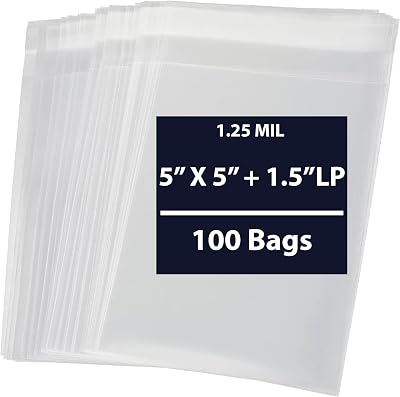 Polypropylene Co-Extruded Lip and Tape Resealable Bag | 1.25Mil, 5” X 5” 1.5 LP & 100 Bags | Easy & Secure Seal Closure, Resealed Number Of Times | Ideal for Packaging Sandwiches, Cookies, Brownies