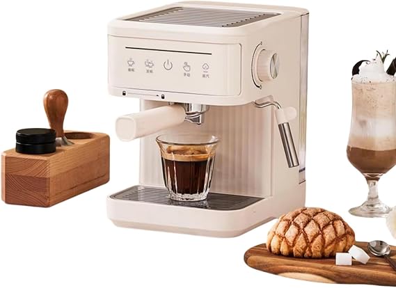 Coffee Maker, Semi-Automatic Coffee Machine, Espresso Machine, For Home Use, Semi-Automatic, Small, Milk Foam/Latte Art/Steam, Large Capacity Glass Cup/Compact/Powder Compatible/Mesh Filter/Stylish 12.6 x 10.2 x 13.2 inches 32 x 26 x 33.5 cm, Beige