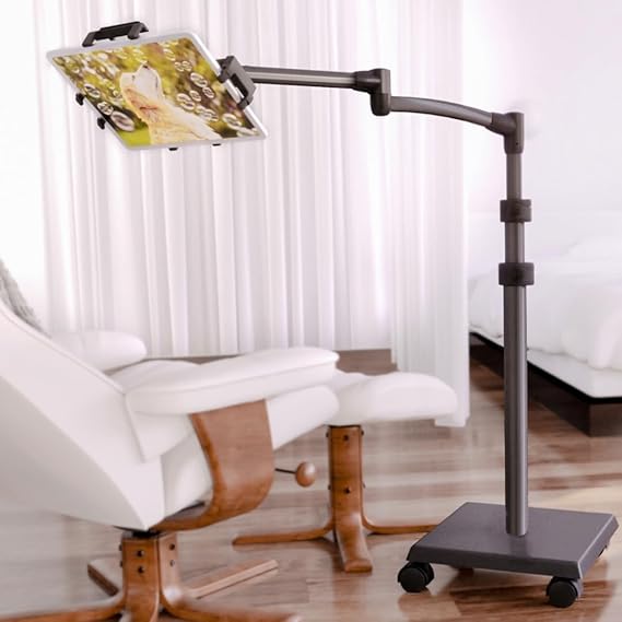Levo G2 Premium Tablet Floor Stand with 5-Axis Adjustable Arm for iPad, Kindle, Samsung Height Range 3056 Inches Hands-Free Reading, Streaming, Gaming, and Browsing in Bed, Sofa, or Chair