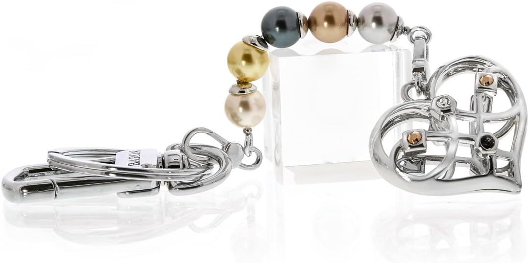 Elegant crystal and pearl two-sided heart key chain.