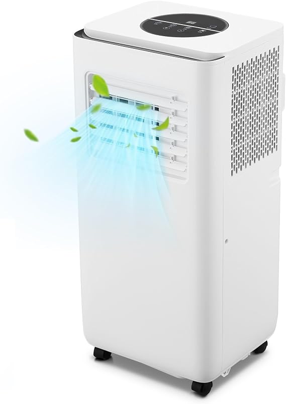 10000 BTU Portable Air Conditioners with Remote Control, 3 in-1 Free Standing Cooling AC Unit with Dehumidifier Fan Function, Cools Room up 450 Sq. Ft, Auto Swing, Sleep Mode, 24H Timer