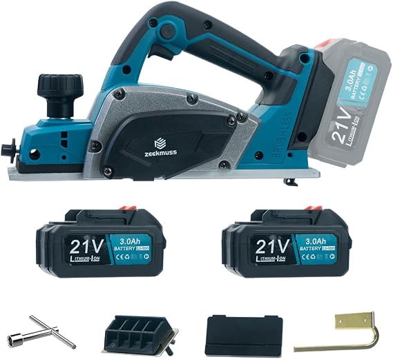 Cordless Hand Planer Adjustable Depth 0-1mm With 2 * 21V Rechargeable Batteries, 16000rpm Hand Planer Woodworking Tools With Safety Lock For Wood Chamfering DIY Models