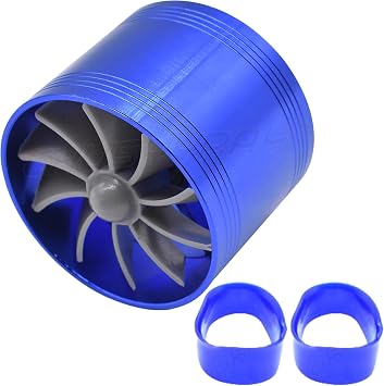 CHUSYYRAY Air Intake Turbonator, Universal Car Air Intake Turbo Single Fan Turbine Aluminum Car Charger Gas Fuel Saver Acceleration System 64mm-2.5inch Blue