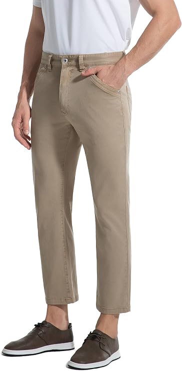 Men's Stretch Chino Pants 26-27" Short Inseam Skinny Fit 4-Pockets