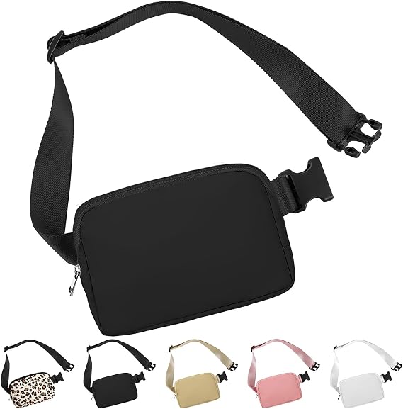 Fanny Pack for Women and Men, 1L Mini Nylon Belt Bag, Black