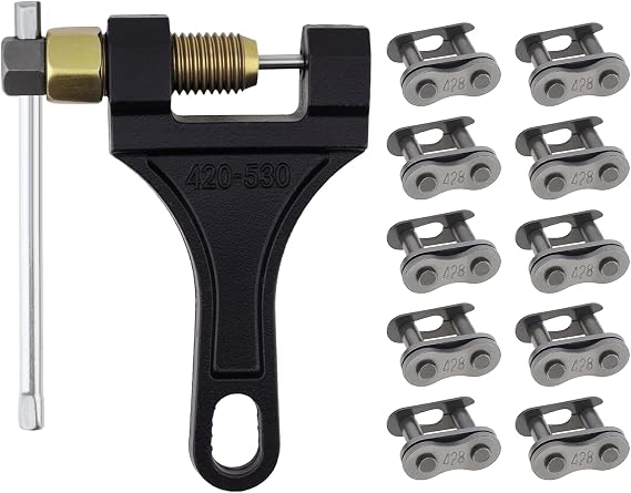 Windance Motorcycle Chain Link Breaker,Chain Pin Removal Tool with 10 Connecting Master Link for 50cc 125cc Dirt Pit Bike ATV Quad Go Kart Scooter Mini Bike (428)
