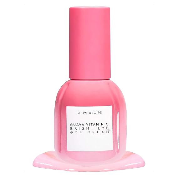 Glow Recipe Guava Vitamin C Brightening Eye Gel - Niacinamide, Peptides & Green Caffeine Gentle Under Eye Cream for Dark Circles, Puffiness & Bags - Lightweight, Hydrating, Firming - Makeup Prep, 15ml