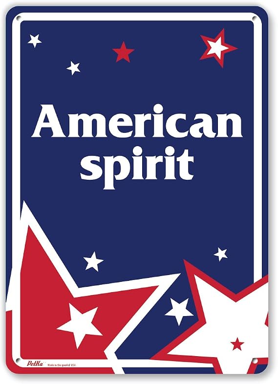 PetKa Signs and Graphics PK4J-0178-NA_10x14 "American Spirit" Aluminum Sign, 10" x 14", White Text on Abstract Star Background