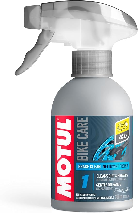 Motul Bisiklet frenleri için fren temizleyici, sprey, güçlü çözücü madde içermeyen yağ giderici, diskler ve balatalar için, hızlı kurur, VOC içermez, Bike Care Brake Clean Road, 300 ml