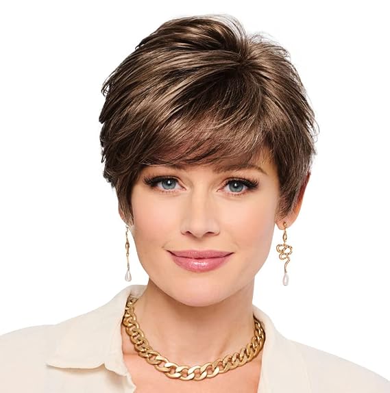 GABOR Let's Lambada Short Wavy Boycut Wig by Hairuwear, 2023 Spring Luxury Collection, Average Cap, GL10-12 Sunlit Chestnut
