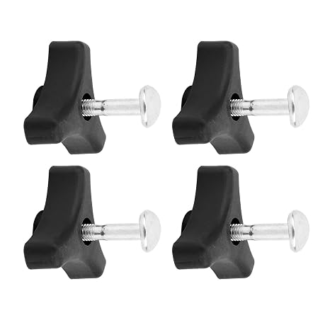 4 Sets Lawn Mower Handle Knobs Nut Bolts Triangle Handle Knob Nut Screw Bolt Handle Wing Nut Universal Fixing Nut Replacement Parts for Honda Lawn Mower&Other Lawn Mower, 4 Pcs, Black