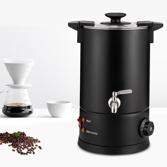 Commercial Coffee Urn 50 cups, 8L Stainless Steel Coffee Dispenser Urn for Quick Brewing, Hot Beverage Dispenser, Hot Water Dispenser, Percolate Coffee Maker with Filter and Water Gauge, Black