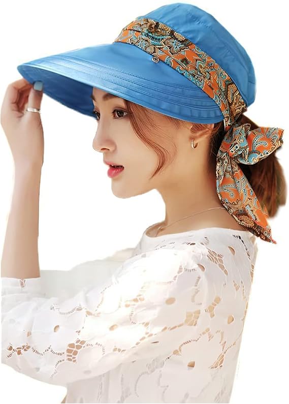 LassZone Women Packable Sun Hats Wide Brim Summer Sun Visor Ladies UPF 50+ Sun Protection Garden Fishing Beach Cap