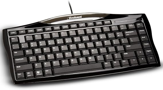 Evoluent Wired Compact Keyboard Compact Keyboard, Portable Wired Keyboard No Numeric Pad for Ergonomic Comfort, Keeps Mouse Closer to Reduce Arm Strain, Low Profile Scissor Keys