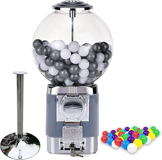 Coffee Pod Holder, Capsules Vending Machine,No Need to Insert Coins for Gashapons/3.2cm,Coffee Bar Organizer for Countertop,with Metal Stand&20 Colored Ball Shells,Gray