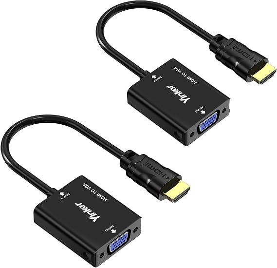 HDMI to VGA Adapter 2 Pack, HDMI to VGA Converter Gold-Plated Male to Female, Duplicate Extend Screen for Computer Desktop, Monitor, Projector, HDTV, Chromebook