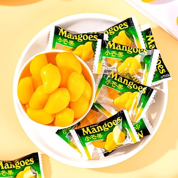 Chinese Soft Candy Toffee Mango Soft Candy Mango Peeling Gummy Candy,Fruit Juice Fudge,Healthy Desserts Assorted Candy Chewing Candy Chinese Candy Fruit Flavor Candy Casual Snacks (3.5 oz(100G))