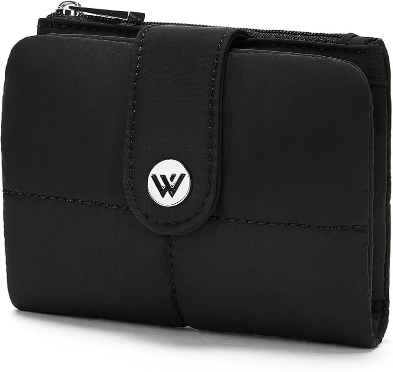 WESTBRONCO Puffer Small Wallet for Women RFID Blocking Card Holder Wallets, Womens Bifold Wallet with Zipper Coin Pocket & ID Window