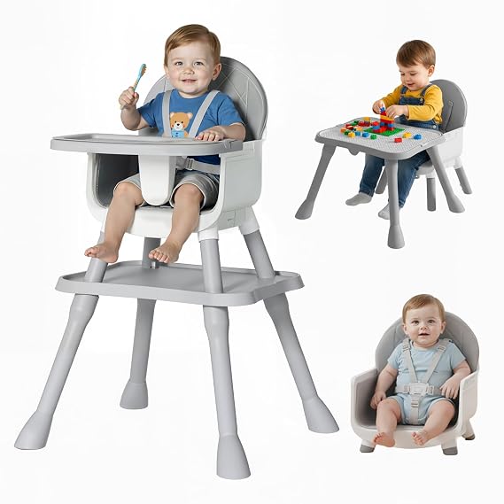6-in-1 Convertible Baby Highchair for Babies and Toddlers, Booster Seat