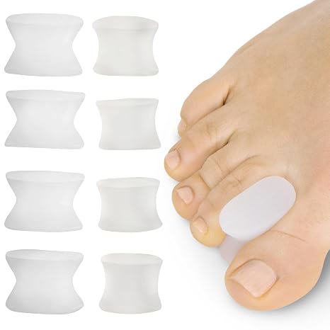 VIVEsole Toe Spreaders for Feet (8 Pack) - Silicone Spacers for Women & Men