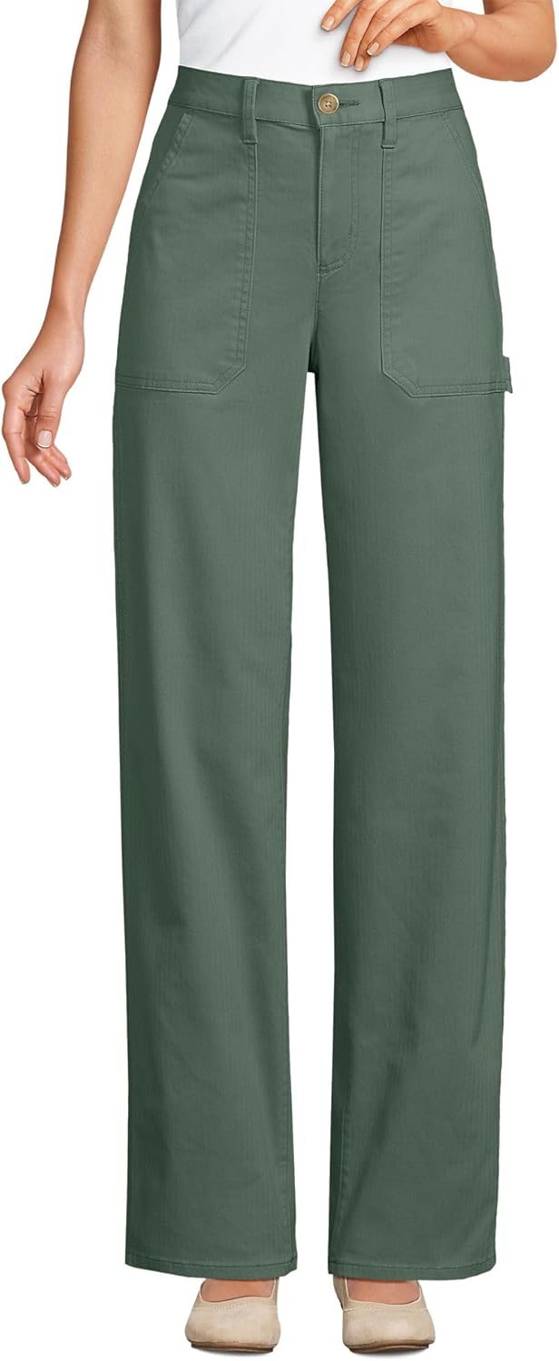 Lands End Womens Herringbone Chino High Rise Utility Pants