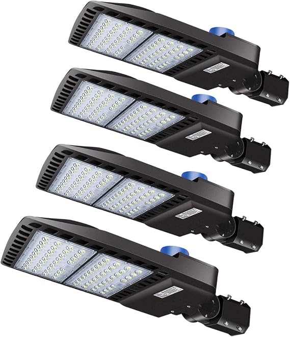 LEDMO 4 Pack 200W LED Parking Lot Lights 5000K Street Shoebox Pole Lights Waterproof 26000LM Super Bright Dusk to Dawn Outdoor Commercial Area Flood Security Lighting Slip Fitter for Stadium Sport Gar