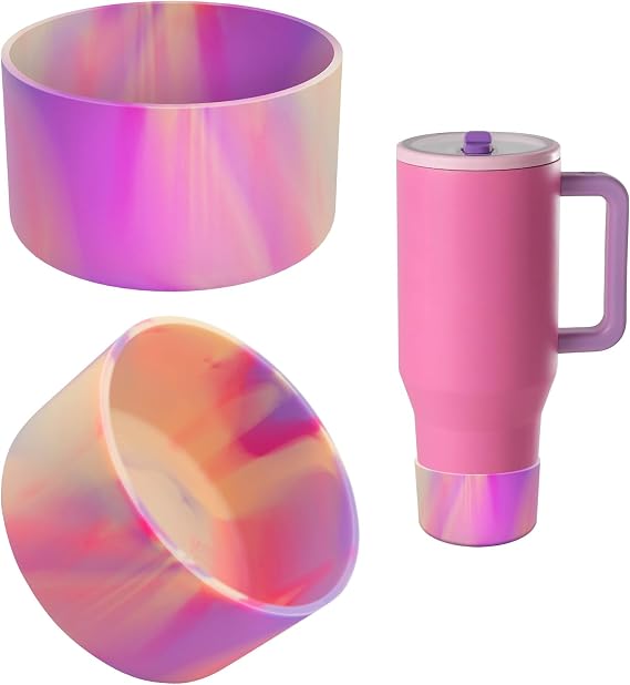 Airboat 2PCS Protective Silicone Boot Bumper for Hydrojug Traveler 40 OZ Tumbler, Water Bottle Bottom Sleeve Cover Accessories for Hydrojug Mug Cup(Camouflage Pink)