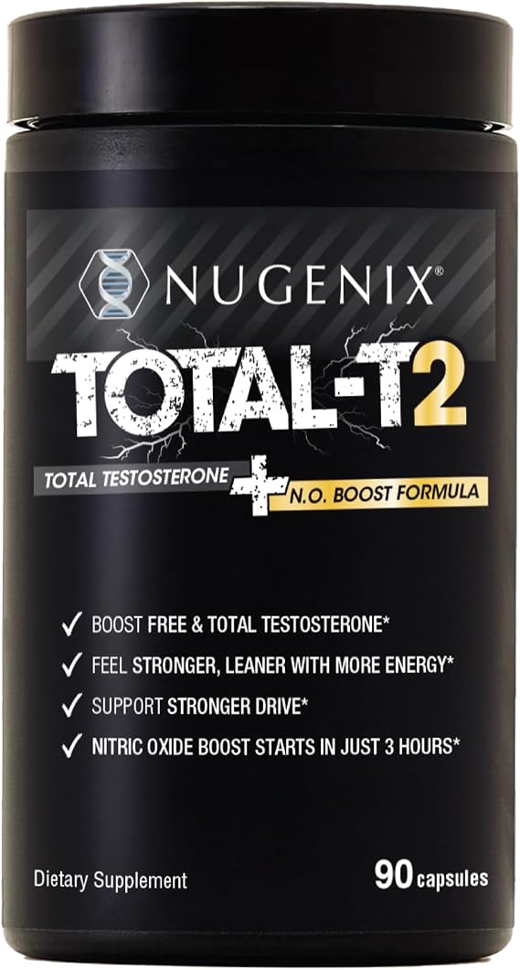 Nugenix Total-T2 Testosterone Booster & Nitric Oxide Booster for Men, 90ct