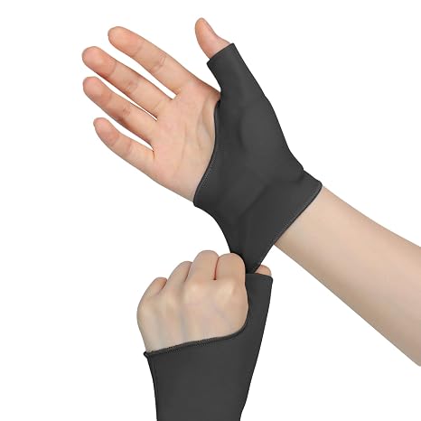 Elastic Thumb & Wrist Support Brace Wrist Thumb Brace Compression Stabilizer Splashproof Compression Sleeve for Arthritis, Tendonitis, Sprains & Sports | Splint Liner, Fits Both Hands (2-Pack) (Black) (Large)