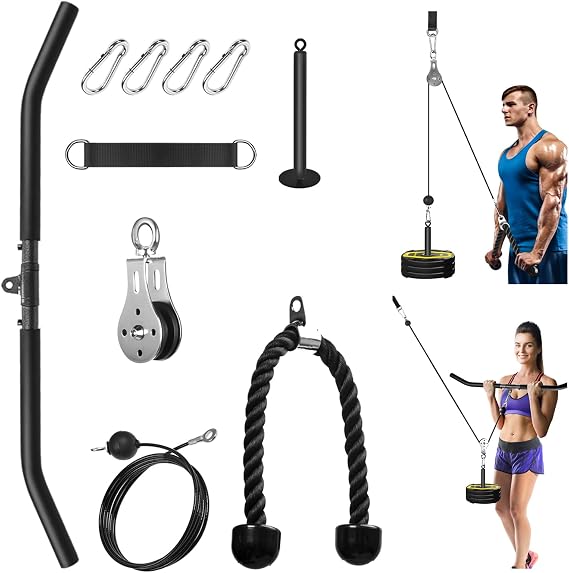 Cable Pulley System Home Gym, Lat Pull Down Pulley System Cable Machine Attachments for LAT Pull Down, Arm Back Shoulder Workout