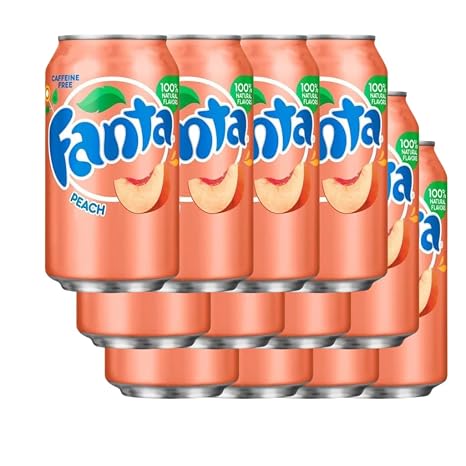 Fanta - US Version - 355ml - Includes Deposit - Various Varieties and Pack Sizes (Peach Pineapple Grape - 1 2 12) (Fanta Peach 12)