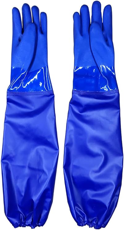 28" Chemical Resistant Extra Long Rubber Gloves,Waterproof, Resist Oil, Acid and Alkali