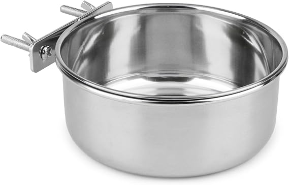 Hypeety Bird Food Bowl for Cage No Spill Feeder with Clamp Holder, S